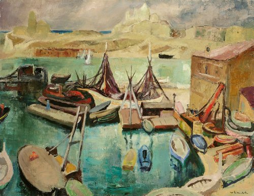 Der Hafen von Marseille - um 1940, Öl auf Leinwand, 90x116,5