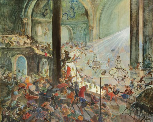Mene Tekel Upharsin - Oskar Laske (Czernowitz/Bukowina 1874 – 1951 Vienna)
Oil on canvas, 106 x 135 cm, titled. btm. l. Mene Tekel Upharsin & sgd. & num. btm. r. O. Laske op. 54